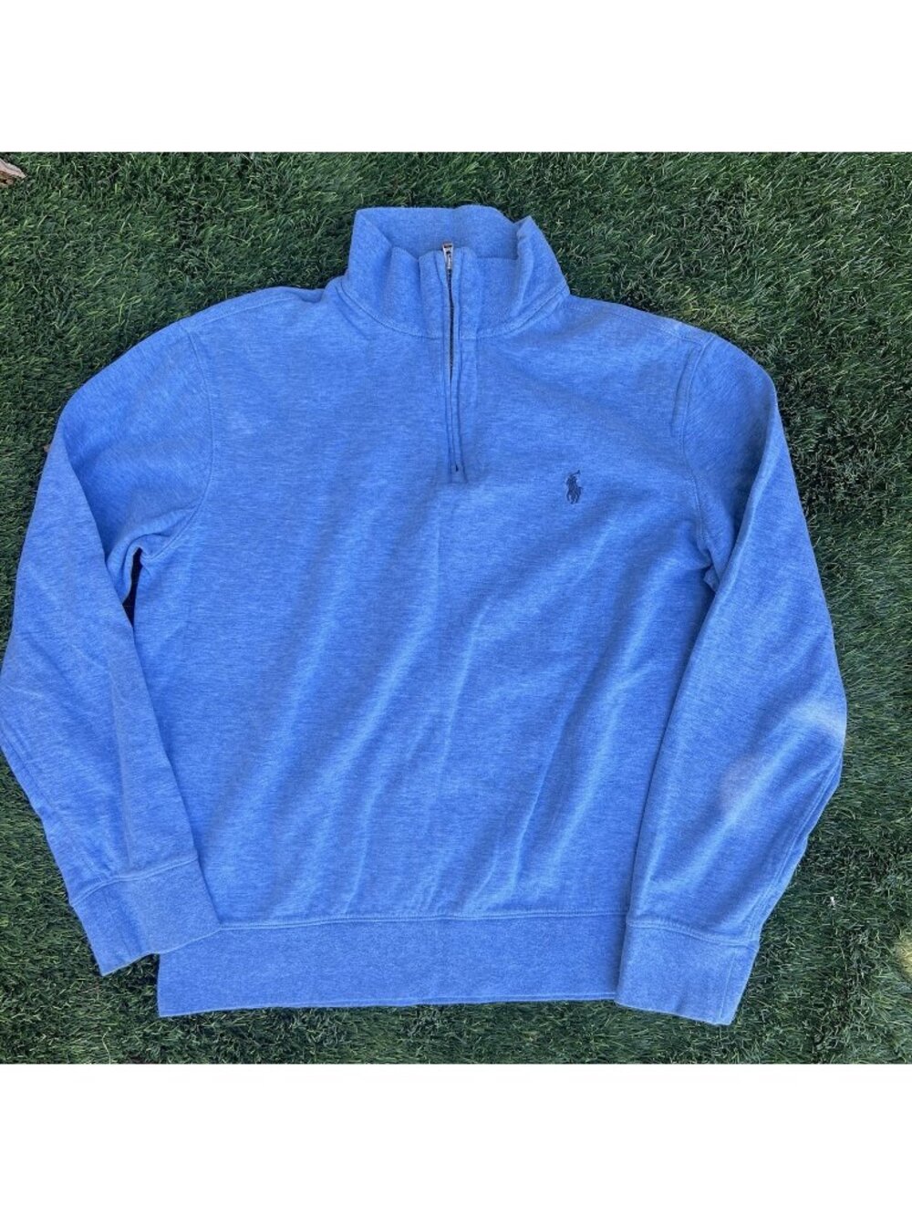 Polo Ralph Lauren 1/4 Zip Pullover Mens Medium Blue Cotton Blend Casual Preppy